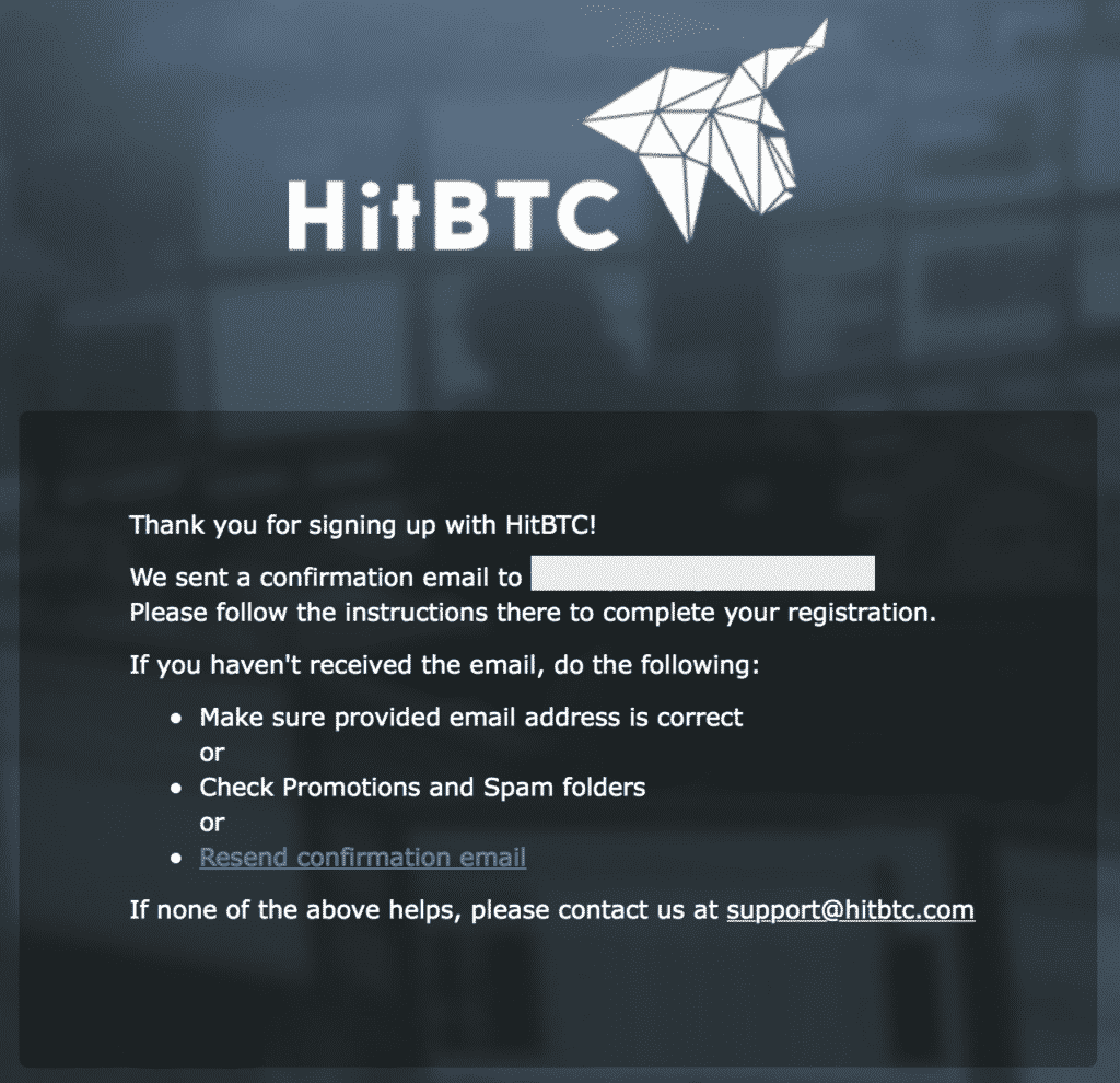 HitBTC(ヒットビーティーシー)の登録方法・口座開設方法4